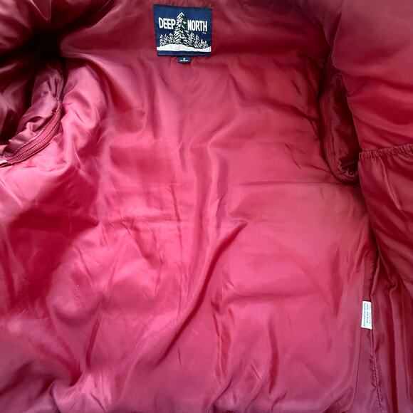 VTG 80s Deep North Puffer Jacket Mens sz S Burgundy Maroon Winter Quilted - Picture 2 of 7